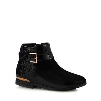 Girls' black quilted ankle boots